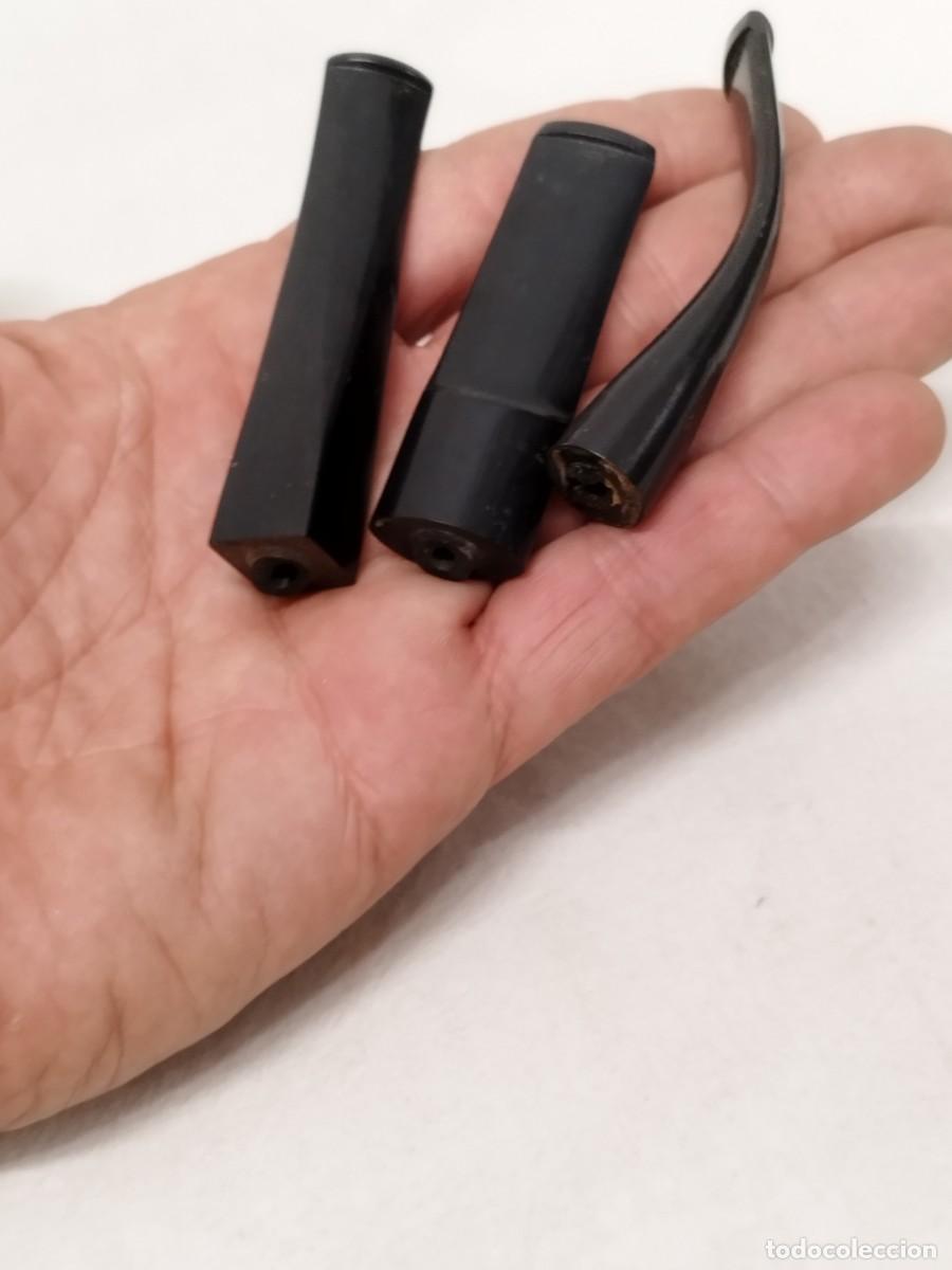 Boquillas de colecci&oacute;n: Antiguas 3 boquillas de pipa de fumar tabaco. Tal como est&aacute;n en las fotos, a restaurar.