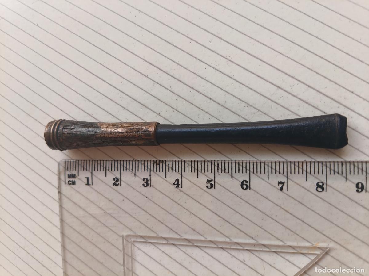Boquillas de colecci&oacute;n: Boquilla antigua de fumar cigarros, plata contrastada de 900
