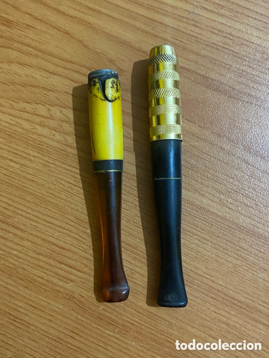 Boquillas de colecci&oacute;n: Lote 2 boquillas para cigarrillos vintage / retro (una con eyector)