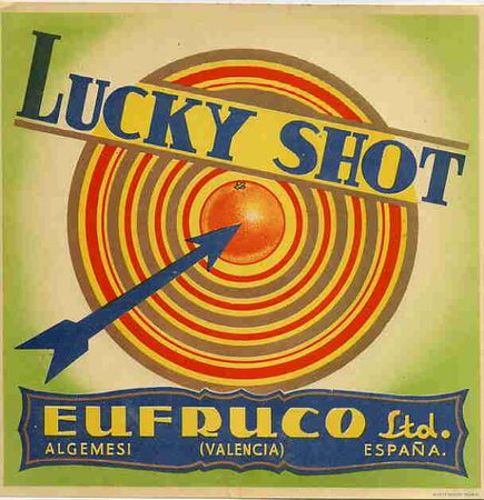 Sammeln von Plakaten: GRAN ETIQUETA CARTEL ITO NARANJAS LUCKY SHOT EURFRUCO DIANA VERDE ALGEMESI ORIGINAL K3