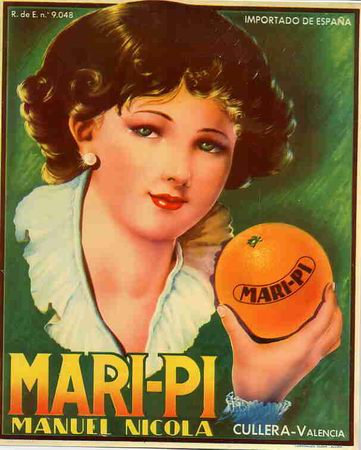 Sammeln von Plakaten: GRAN ETIQUETA CARTEL ITO NARANJAS MARI-PI MARIPI MANUEL NICOLA CULLERA VALENCIA GRANDE ORIGINAL K3