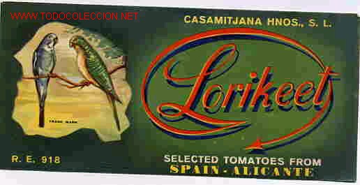 Coleccionismo de carteles: CARTEL ITO TOMATES LOREKEET PERIQUITOS