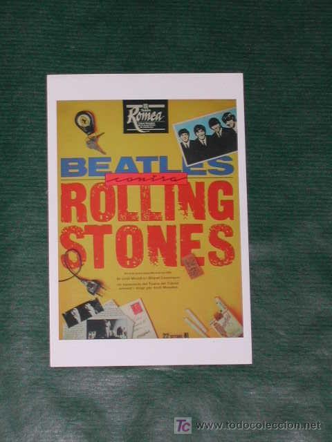 Coleccionismo de carteles: Tarjeta reproduciendo Cartel de la Producci&oacute;n: Beatles Contra Rolling Stones, 1981
