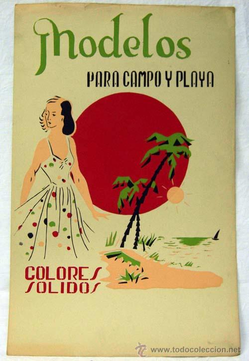 Coleccionismo de carteles: Cartel publicidad almacenes Modelos para campo y playa Colores s&oacute;lidos a&ntilde;os 50