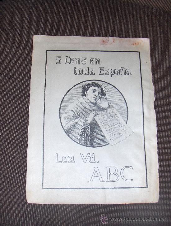 Coleccionismo de carteles: PUBLICIDAD DEL PERIODICO ABC DE PRIMEROS DE SIGLO. LEA VD. ABC.