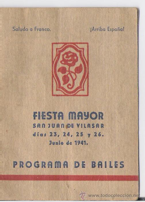 Coleccionismo de carteles: FIESTA MAYOR  *SAN JUAN DE VILASAR     .JUNIO 1941     .PROGRAMA DE BAILES - Foto 1