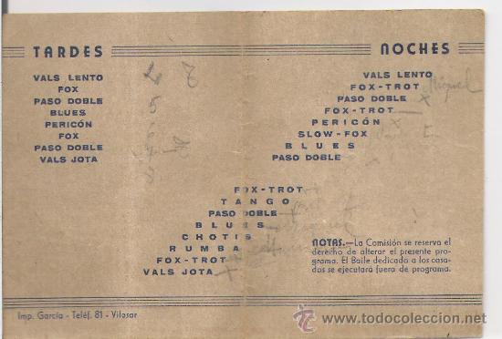 Coleccionismo de carteles: FIESTA MAYOR  *SAN JUAN DE VILASAR     .JUNIO 1941     .PROGRAMA DE BAILES - Foto 2