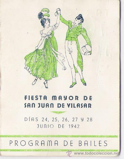 Coleccionismo de carteles: FIESTA MAYOR DE SAN JUAN DE VILASAR    .PROGRAMA DE BAILES  JUNIO 1942 - Foto 1