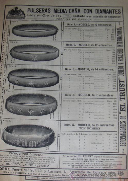 Coleccionismo de carteles: PUBLICIDAD DE TRUST JOYERO. PULSERAS MEDIA CA&Ntilde;A. PRIMEROS DE SIGLO.