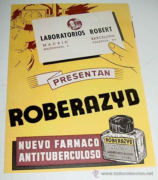 Collectionnisme d'affiches: ANTIGUO DIPTICO PUBLICITARIO DE PUBLICIDAD DE FARMACIA - ROBERAZYD - LABORATORIOS ROBERT - MIDE 20,5