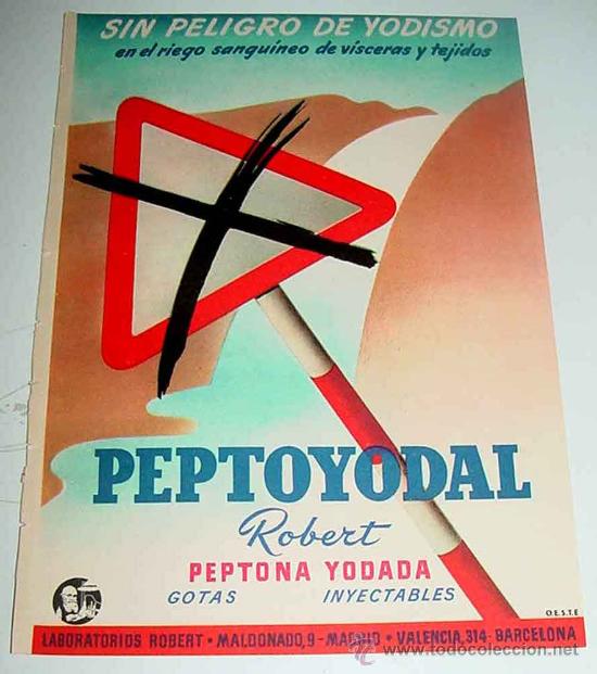 Collectionnisme d'affiches: ANTIGUA HOJA CON PUBLICIDAD DE FARMACIA - PUBLICIDAD DE PEPTOYODAL POR UN LADO Y POR EL REVERSO NATR