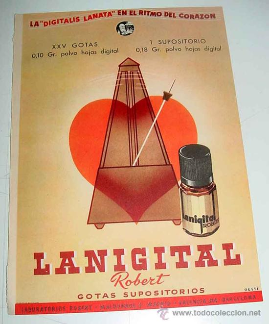 Collectionnisme d'affiches: ANTIGUA HOJA CON PUBLICIDAD DE FARMACIA - PUBLICIDAD DE LANIGITAL POR UN LADO Y POR EL REVERSO PLURI