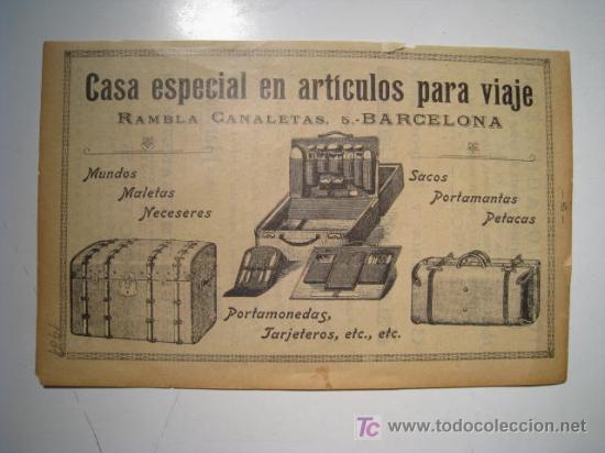 Coleccionismo de carteles: CASA MALETAS DE BARCELONA. RECORTE REVISTA PUBLICIDAD