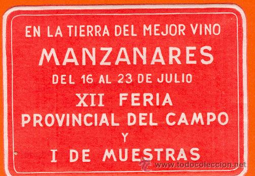 Sammeln von Plakaten: PEGATINA DE GOMA A&Ntilde;O 1972 XII FERIA PROVINCAL DEL CAMPO Y I DE MUESTRAS. MANZANARES. CIUDAD REAL