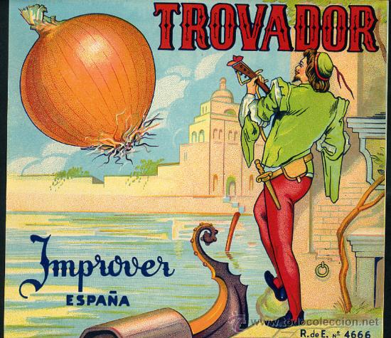 Coleccionismo de carteles: GRAN ETIQUETA CARTEL ITO PUBLICIDAD CEBOLLAS TROVADOR IMPROVER LITOGRAFIA GRANDE ORIGINAL K9