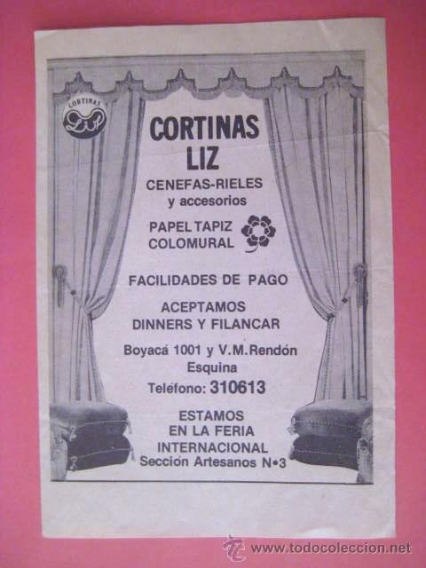 Coleccionismo de carteles: CARTELITO PUBLICITARIO CORTINAS LIZ. SUDAMERICA. ..ENVIO GRATIS&iexcl;&iexcl;&iexcl;