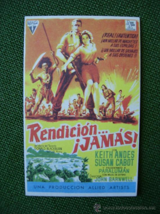 Coleccionismo de carteles: PROSPECTO DE CINE , RENDICION... JAMAS! - Foto 1