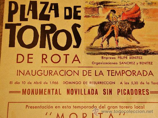 Coleccionismo de carteles: Cartel de la PLAZA DE TOROS DE ROTA 1966