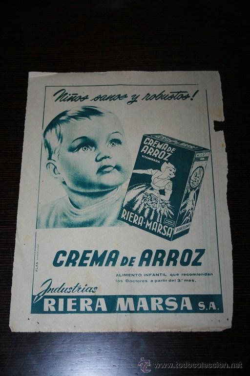 Coleccionismo de carteles: CARTEL CON PUBLICIDAD CREMA DE ARROZ