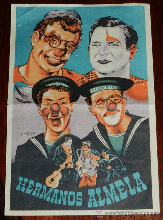 Collectionnisme d'affiches: ANTIGUO PROGRAMA DE CIRCO HERMANOS ALMELA, GRAN CIRCO AZUL, A&Ntilde;OS 40-50, EMPRESA  GUILLERMO GUTIERREZ