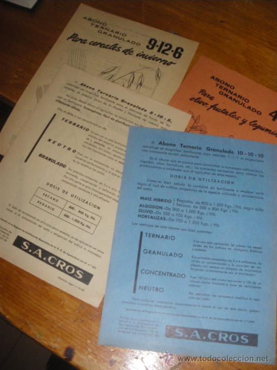 Coleccionismo de carteles: ABONO TERNARIO GRANULADO. SA CROS. - Foto 2