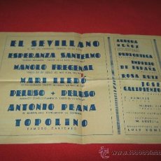 Coleccionismo de carteles: FOLLETO DE 1952 DEL ESPECTACULO SENTIR DE ANDALUCIA EN EL TEATRO CERVANTES - CIRCUITOS PEREZ. Lote 32018285
