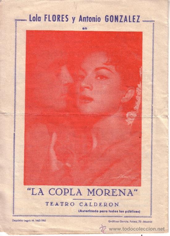 Coleccionismo de carteles: PROGRAMA DE LA REAPARICION DE LOLA FLORES EN EL TEATRO CALDERON - Foto 2