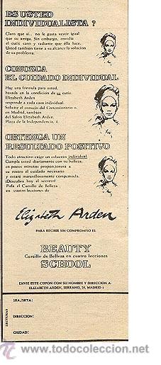 Poster collecting: Anuncio publicitario academia de belleza ** ELIZABETH ARDEN ** (A&Ntilde;OS 60)
