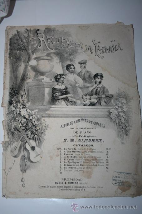Coleccionismo de carteles: ANTIQUISIMA PARTITURA DE MUSICA TITULADA RECUERDOS DE ESPA&Ntilde;A