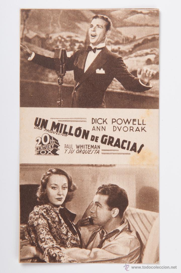 Coleccionismo de carteles: CARTEL DE CINE, UN MILLON DE GRACIAS, EN ESPA&Ntilde;OL DE 20TH CENTURY FOX