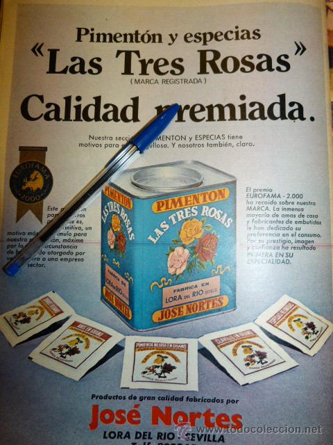 Coleccionismo de carteles: anuncio prensa pimentos las tres rosas 70s