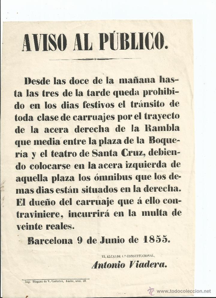 Poster collecting: CARRUAJES. COCHES DE CABALLOS. BARCELONA. 1855