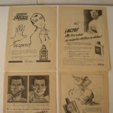 Coleccionismo de carteles: ANTIGUA PUBLICIDAD 4 ANUNCIOS DE REVISTA DE LOS AÑOS 50 HIGIENE MASCULINA. Lote 42388738