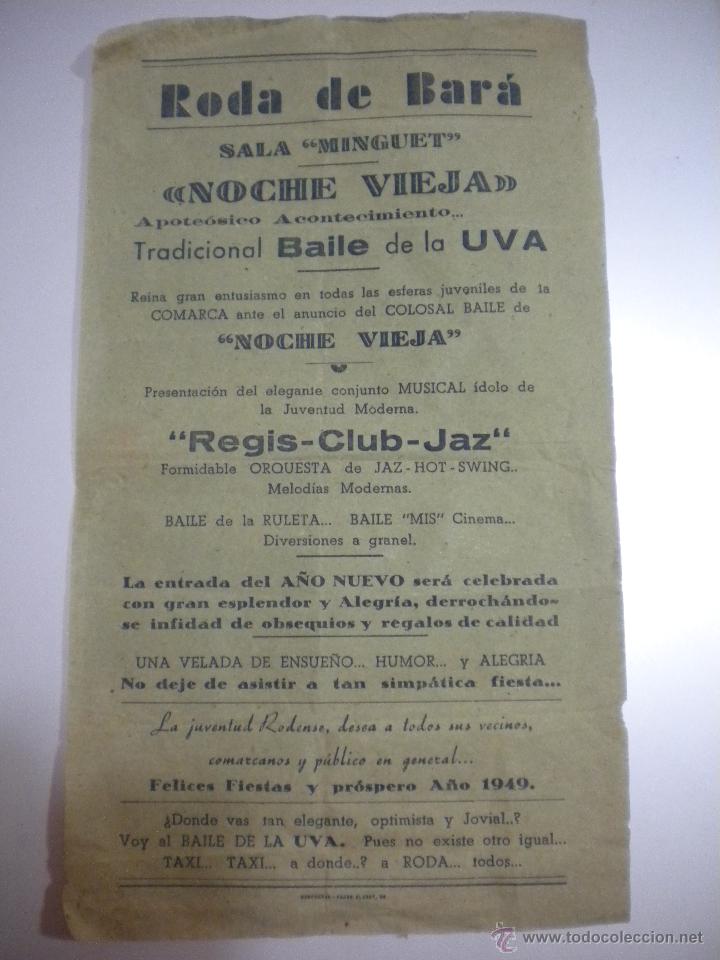 Coleccionismo de carteles: PROGRAMA DE RODA DE BARA 31-12-1948. - Foto 1