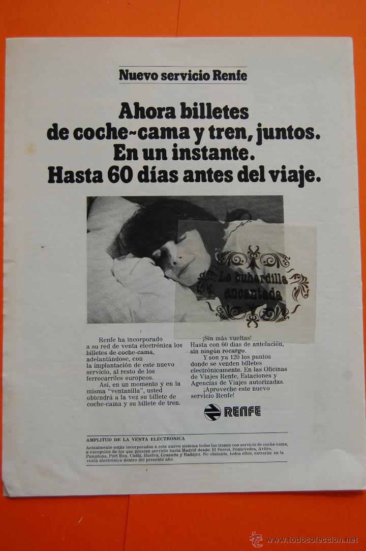 Coleccionismo de carteles: PUBLICIDAD - ORIGINAL - ANTIGUA PUBLICIDAD DE RENFE - FERROCARRIL TREN