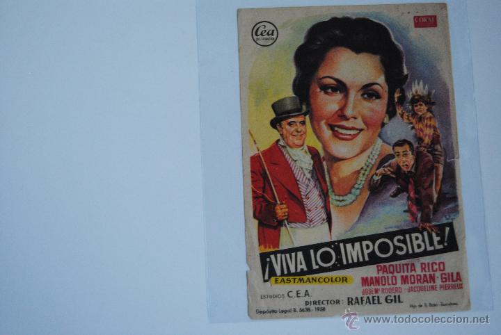 Coleccionismo de carteles: PROGRAMA DE CINE VIVA LO IMPOSIBLE - Foto 1