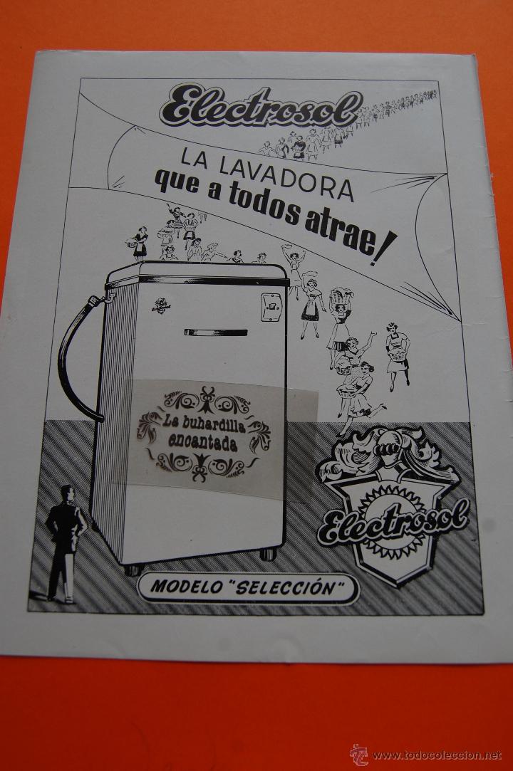Coleccionismo de carteles: PUBLICIDAD ORIGINAL - A&Ntilde;O 1955 - SUPER LAVADORA ELECTROSOL