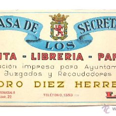 Coleccionismo de carteles: CARTEL PUBLICIDAD IMPRENTA LIBRERIA LA CASA DE LOS SECRETARIOS ISIDRO DIEZ HERRERO COLON LEON 1940. Lote 46191058