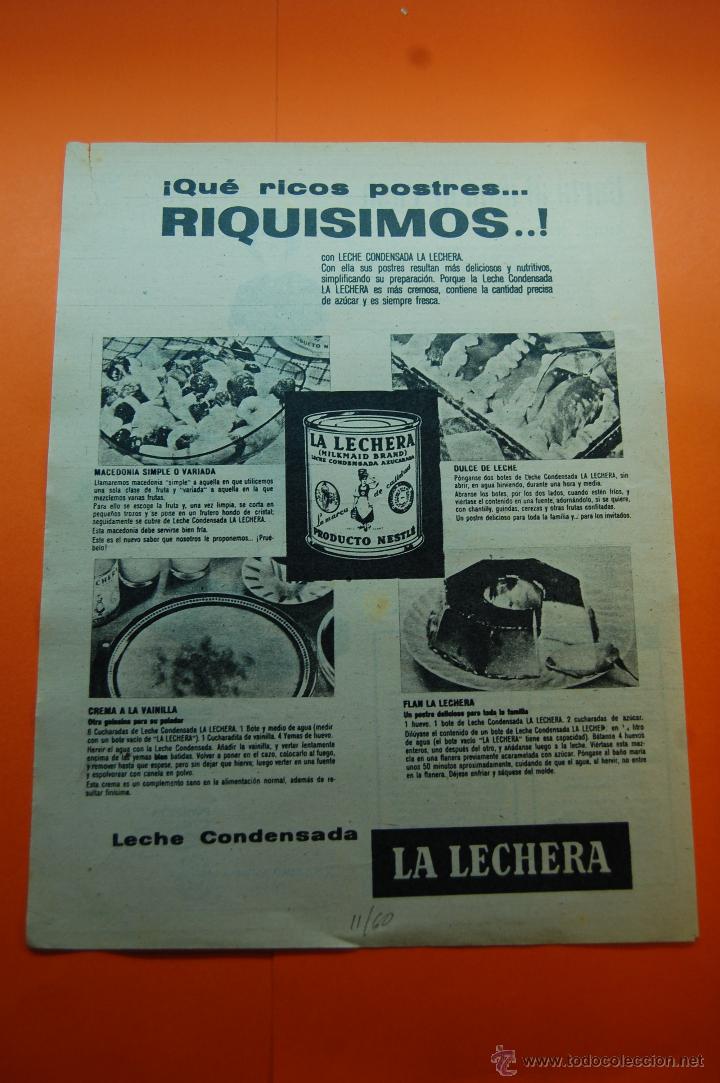 Coleccionismo de carteles: PUBLICIDAD - 1960 - COLECCION LA LECHERA - LECHE CONDENSADA EN POSTRES