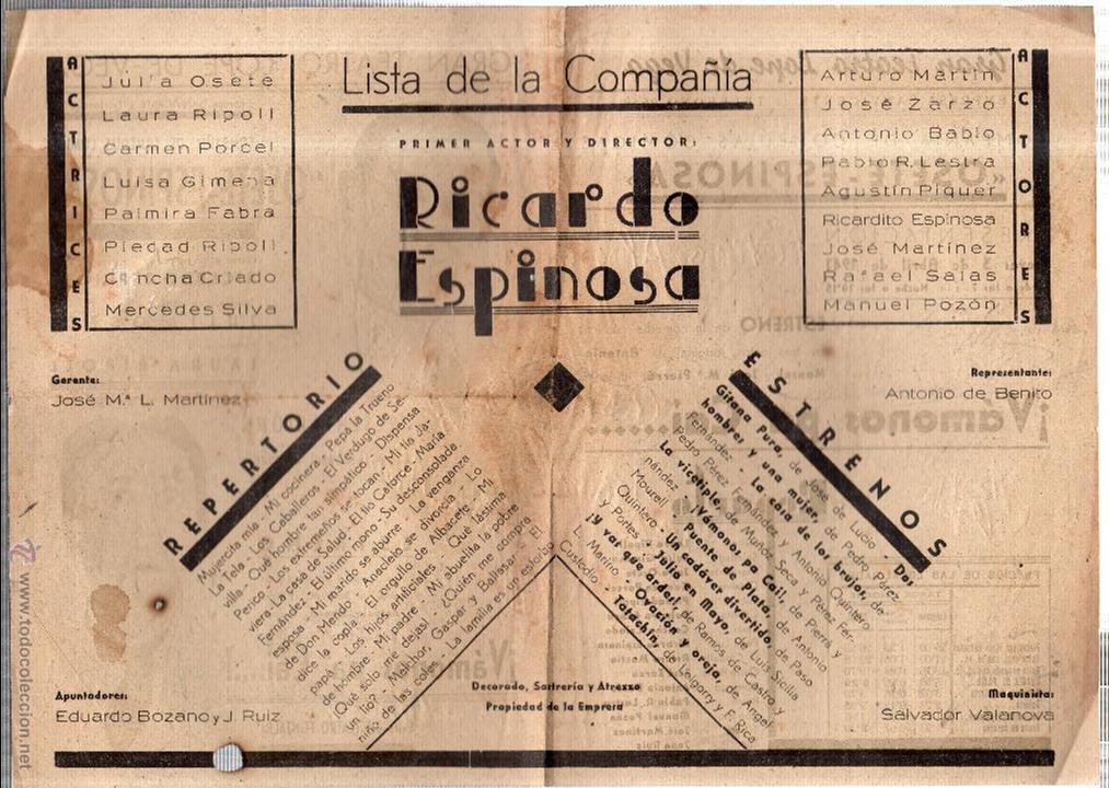 Coleccionismo de carteles: PROGRAMA TEATRO LOPE DE VEGA. VALLADOLID. 1941. - Foto 2