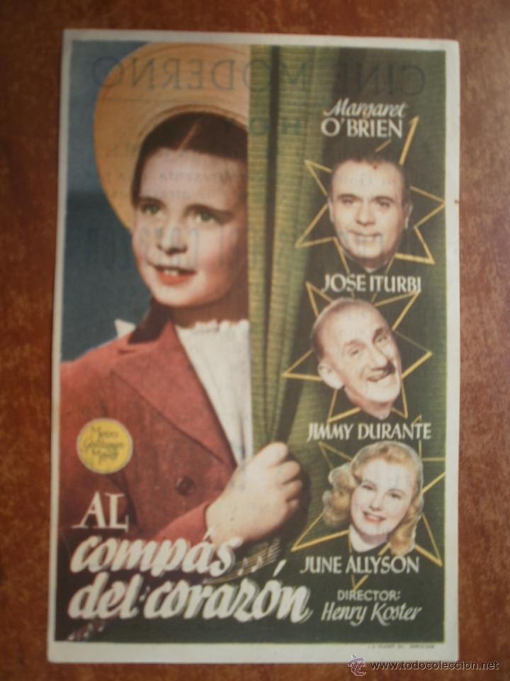 Coleccionismo de carteles: FOLLETO DE MANO PROGRAMA PROSPECTO DE CINE PELICULA , AL COMPAS DEL CORAZON - Foto 1