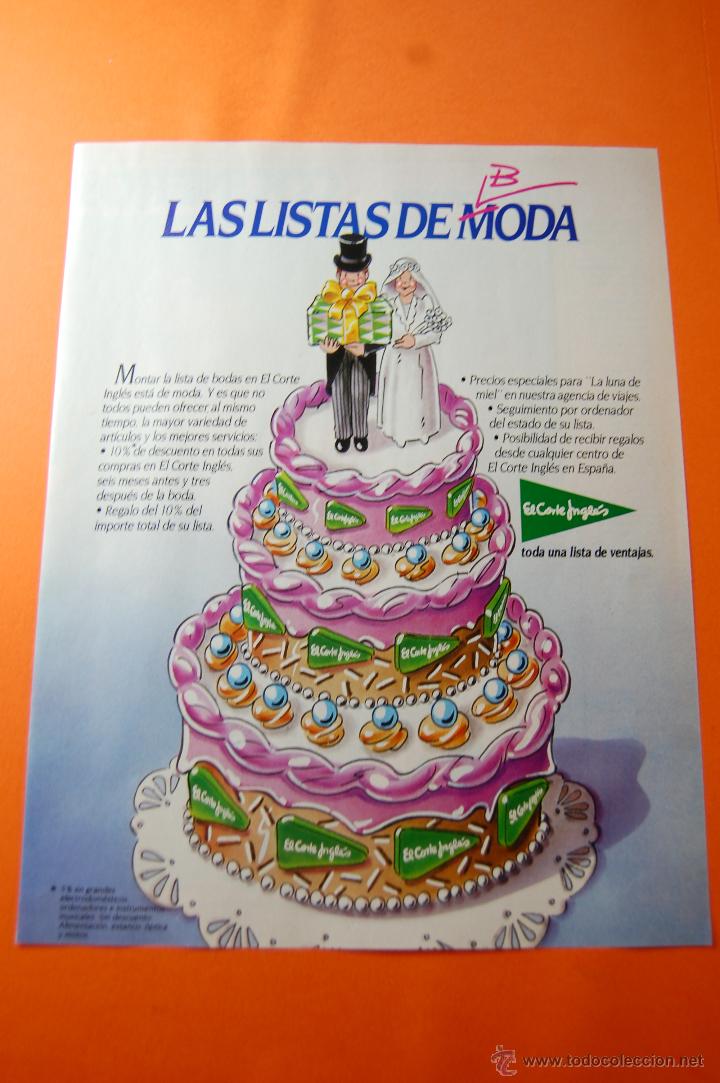 Coleccionismo de carteles: PUBLICIDAD 1985 - COLECCION ROPA - EL CORTE INGLES