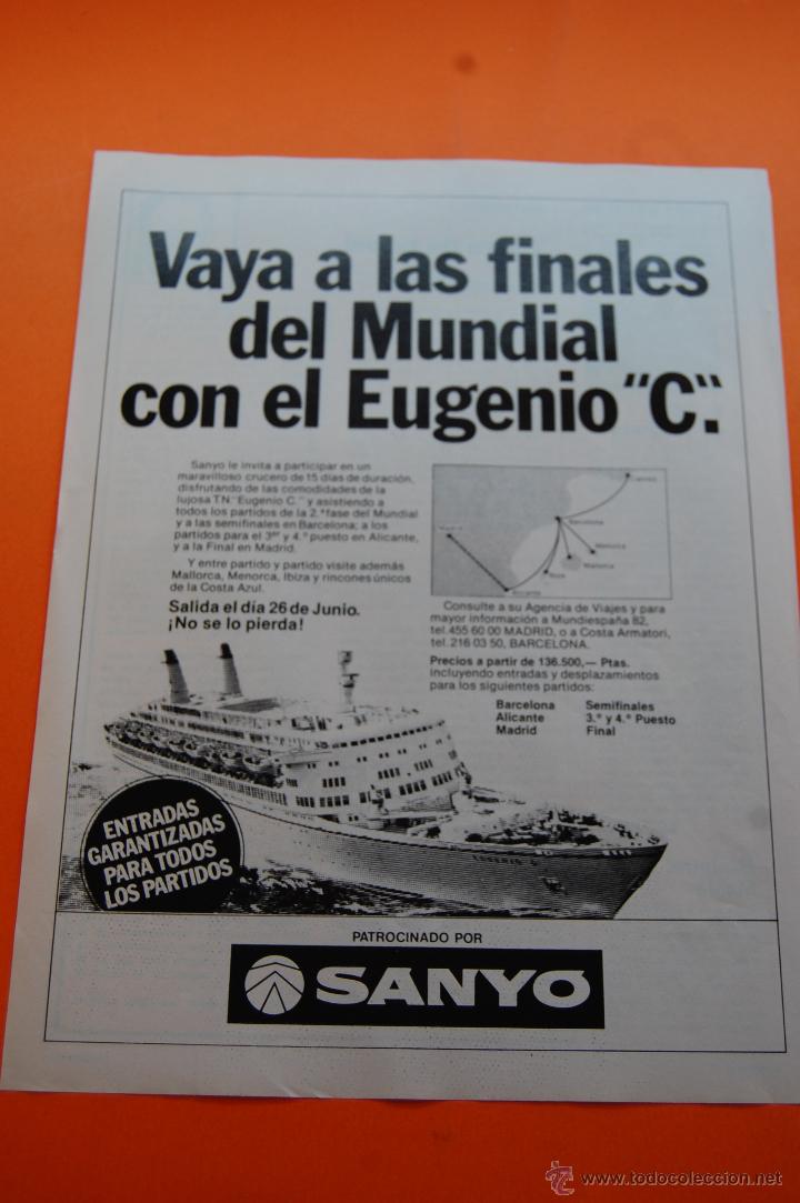 Coleccionismo de carteles: PUBLICIDAD 1982 - COLECCION ELECTRONICA MUNDIAL FUTBOL ESPA&Ntilde;A 82 PATROCINADORES SANYO VIAJE FINALES