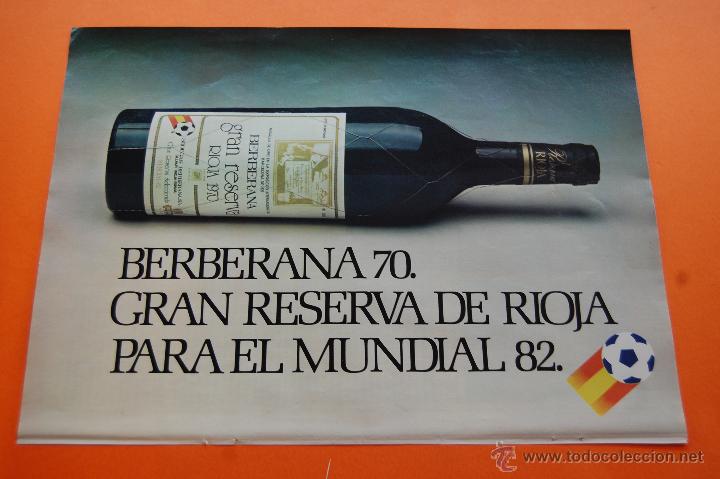 Coleccionismo de carteles: PUBLICIDAD 1982 - COLECCION BEBIDAS - MUNDIAL FUTBOL ESPA&Ntilde;A 82 PATROCINADORES - BERBERANA RESERVA 70