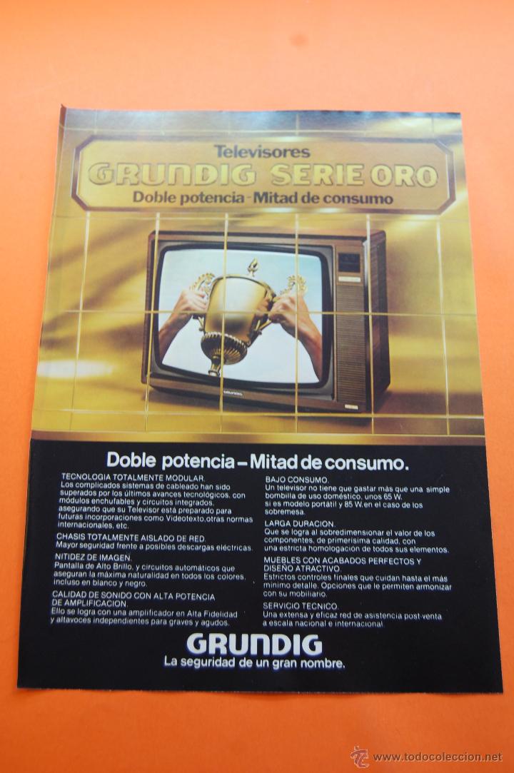 Coleccionismo de carteles: PUBLICIDAD 1982 - COLECCION ELECTRONICA - TELEVISOR GRUNDIG SERIE ORO