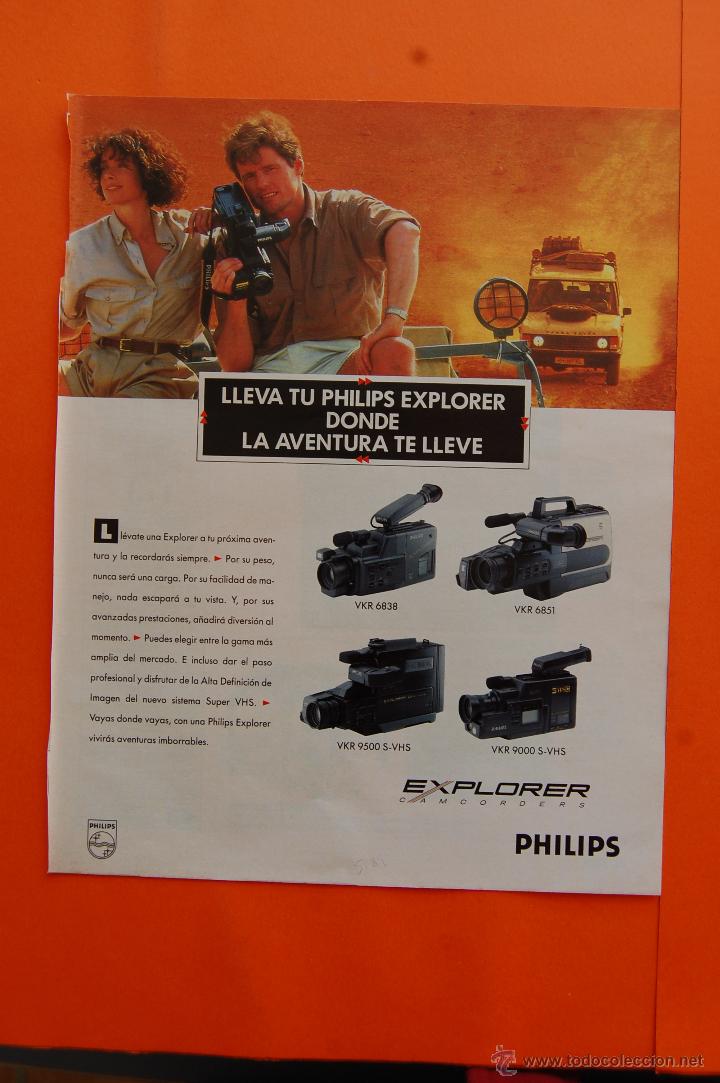 Coleccionismo de carteles: PUBLICIDAD 1989 - COLECCION ELECTRONICA - PHILIPS EXPLORER CAMCORDERS EN RANGE ROVER