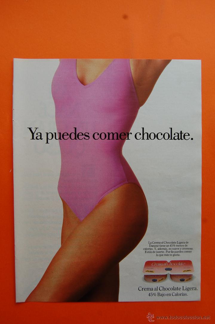 Coleccionismo de carteles: PUBLICIDAD 1990 - COLECCION COMIDA - DANONE CREMA AL CHOCOLATE LIGERA BAJO EN CALORIAS