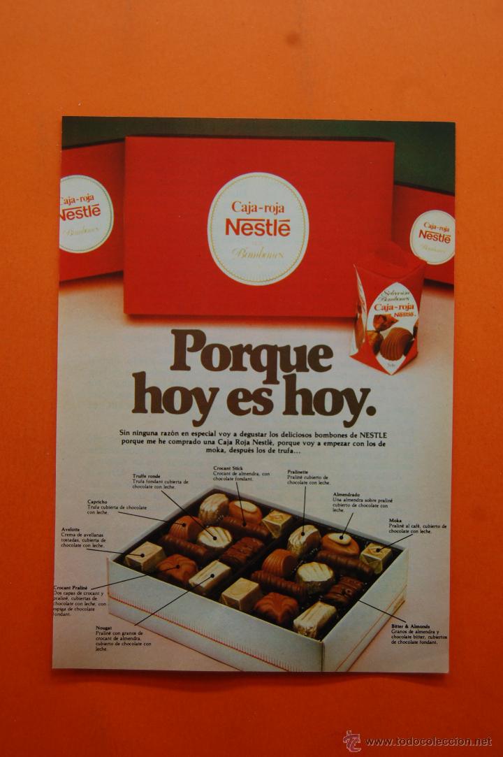 Coleccionismo de carteles: PUBLICIDAD 1980 - COLECCION COMIDA - NESTLE - BOMBONES CAJA ROJA