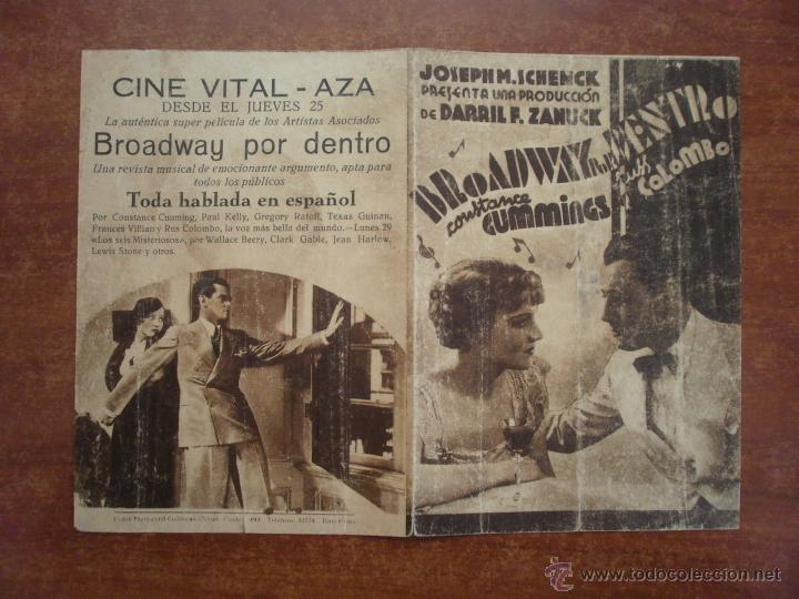 Poster collecting: FOLLETO DE MANO PROGRAMA PROSPECTO DE CINE PELICULA , BROADWAY POR DENTRO
