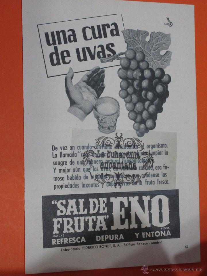 Collezionismo di affissi: PUBLICIDAD 1959 - COLECCION COMIDAS - SAL DE FRUTAS ENO